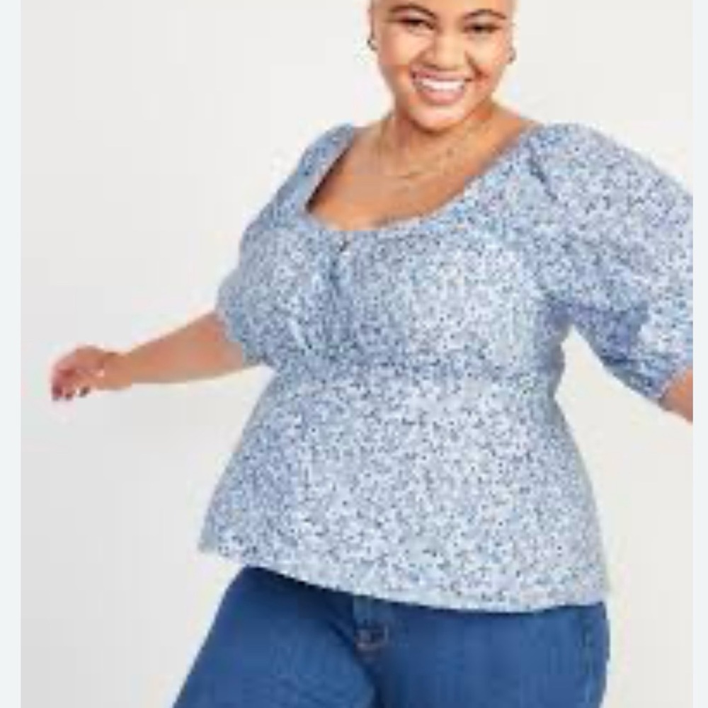 Old Navy Blue Floral Blouse